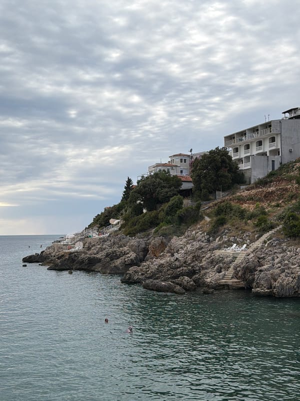 Lazy summer afternoon on a Montenegrin pebble cove
