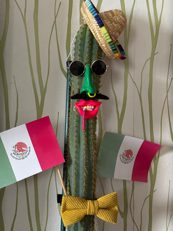 Costumed cactus display documented in Russian village