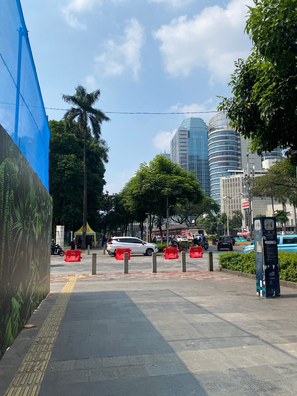 Jakarta's Sudirman corridor on a busy Saturday morning