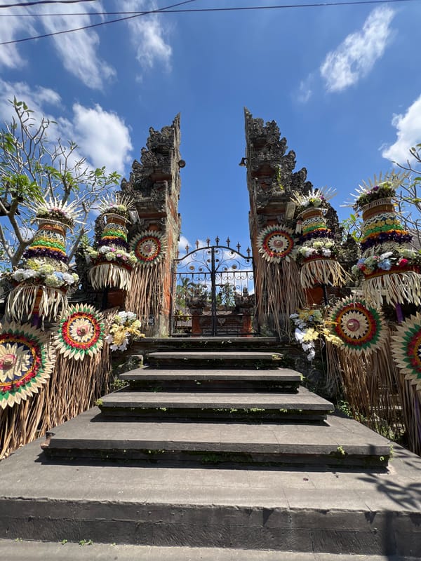Traditional decorated Balinese gate observed in Kedewatan, Indonesia