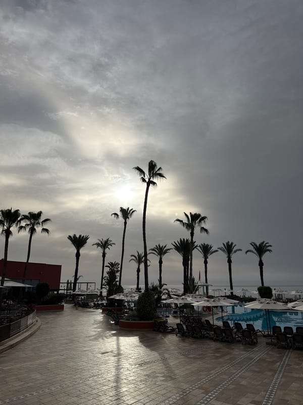 Early morning poolside scene documented in Kemer, Turkey