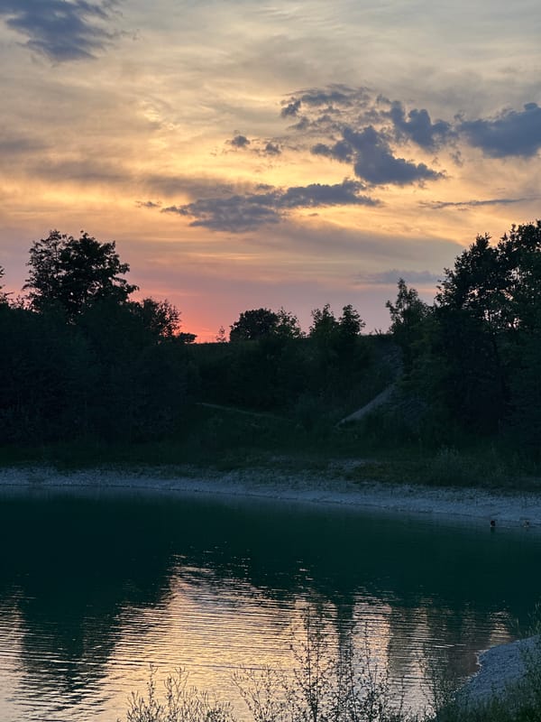 Evening bike ride through rural Bavaria under a striking sunset