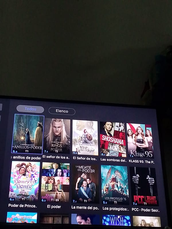 Streaming service interface observed on TV in Venezuela