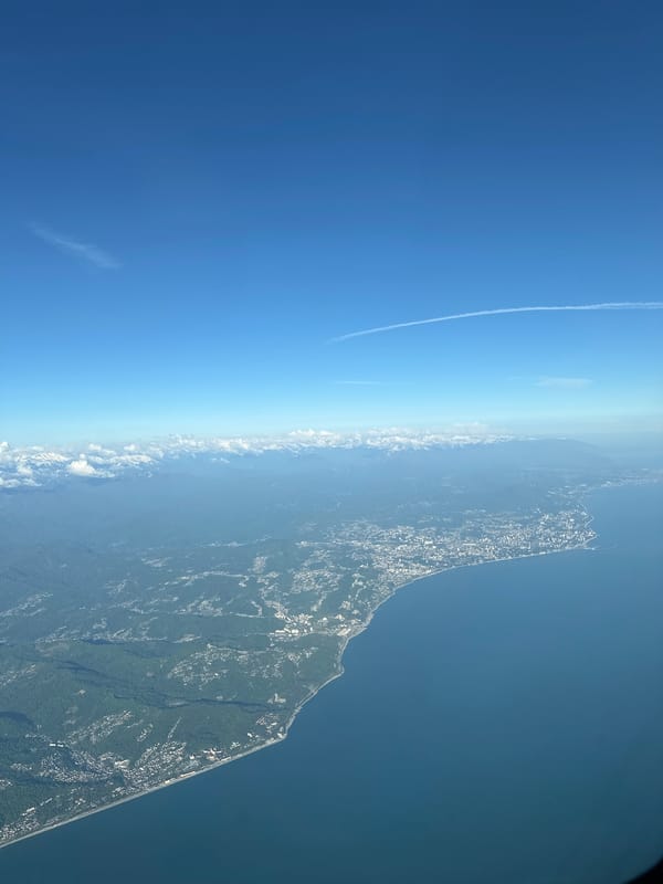 Aerial view of Russian coastline captured near Vishnevka