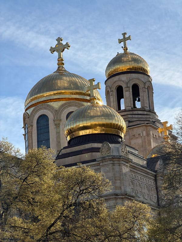 Orthodox Cathedral Golden Domes Photographed in Varna Bulgaria