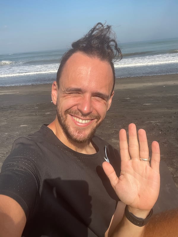 Afternoon at a black sand beach in Kediri, Indonesia