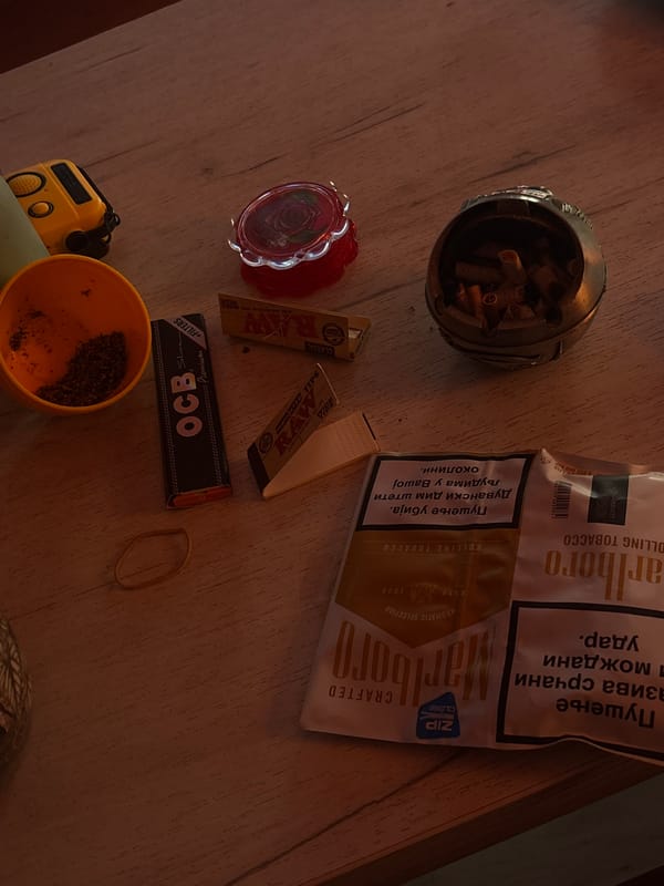 Smoking materials documented on table in Belgrade suburb