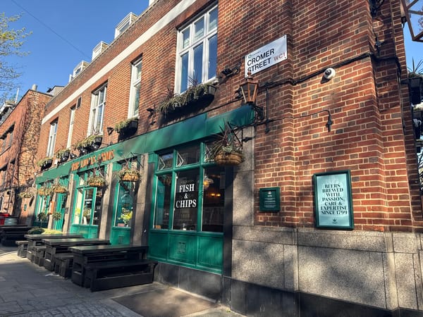 Traditional London pub The Lucas Arms observed on Cromer Street
