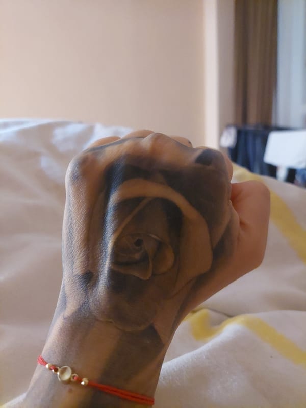 Tattoo documentation session captured in Plovdiv bedroom setting