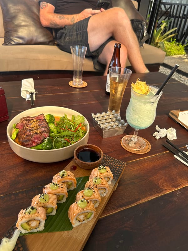 Lunch at a relaxed outdoor restaurant in North Kuta, Bali