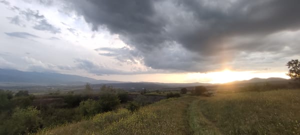 Dramatic sunset documented over rural Bulgaria countryside