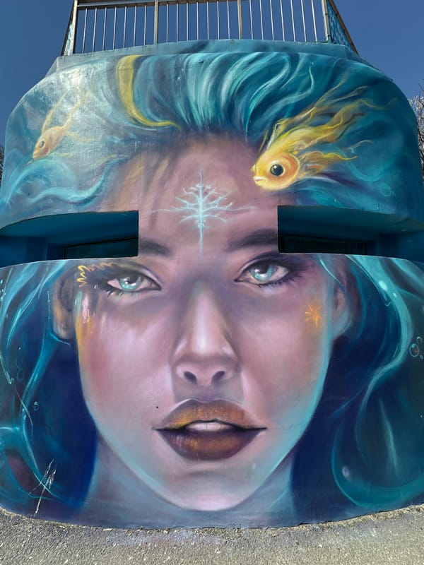 Street art and heart sculpture documented in Burgas, Bulgaria