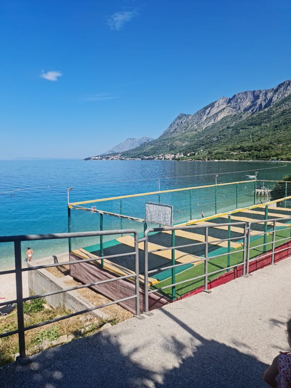 Early summer morning along the Gradac seafront promenade