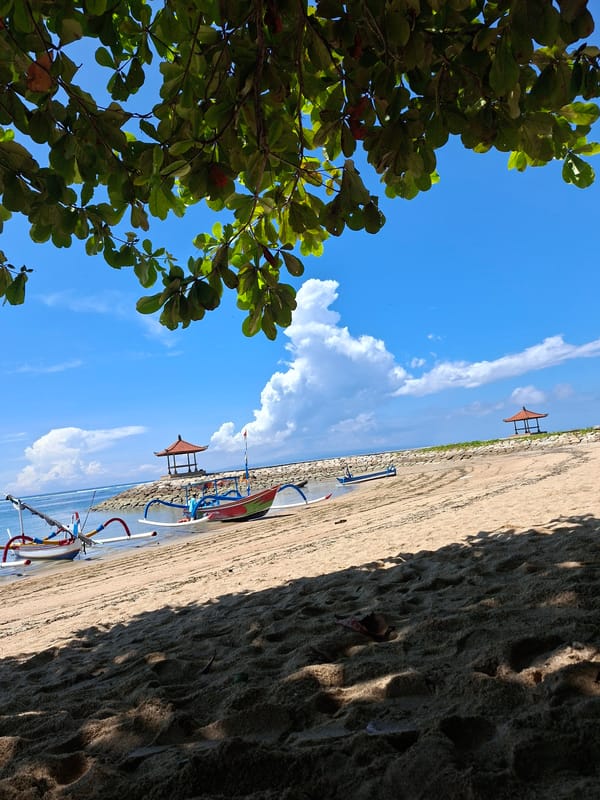 Tropical beach scene documented in early morning Denpasar