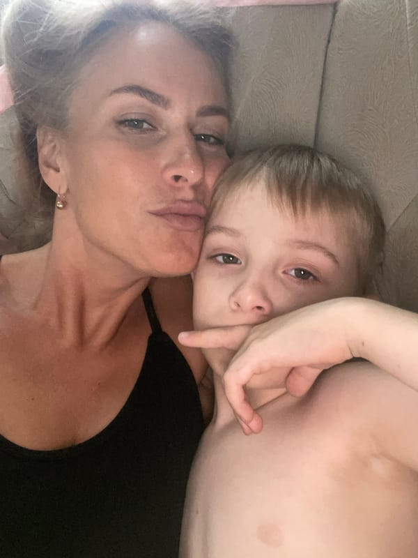 Mother and child share casual afternoon moments in Baranovka