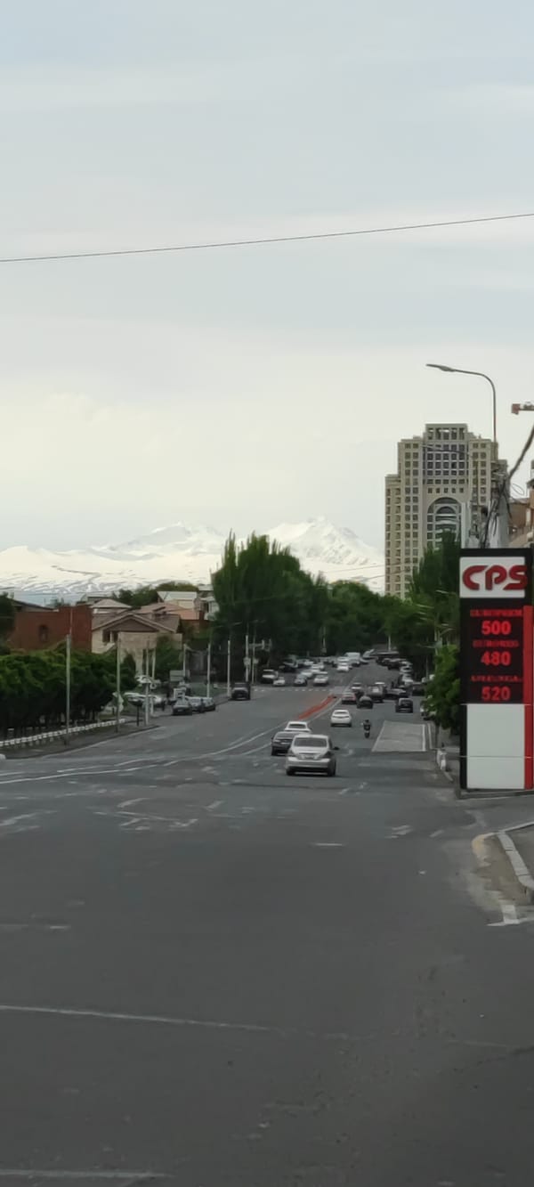 Moderate traffic observed on multi-lane road in Yerevan