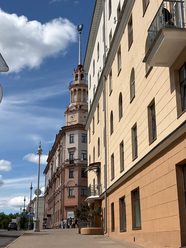 Historic Minsk architecture photographed during sunny Sunday afternoon