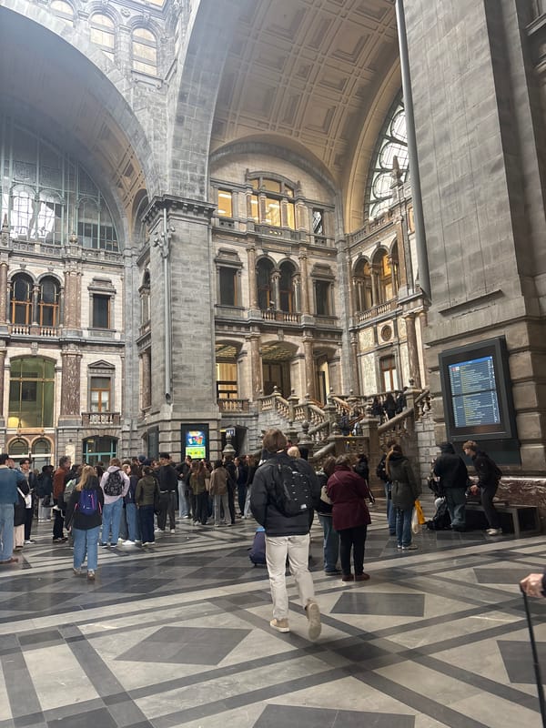 Long queue forms inside Antwerp Central Station