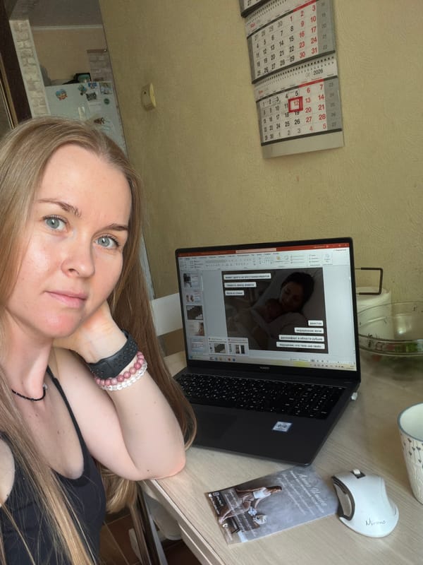 Mother and child share quiet morning moments in Khabarovsk home