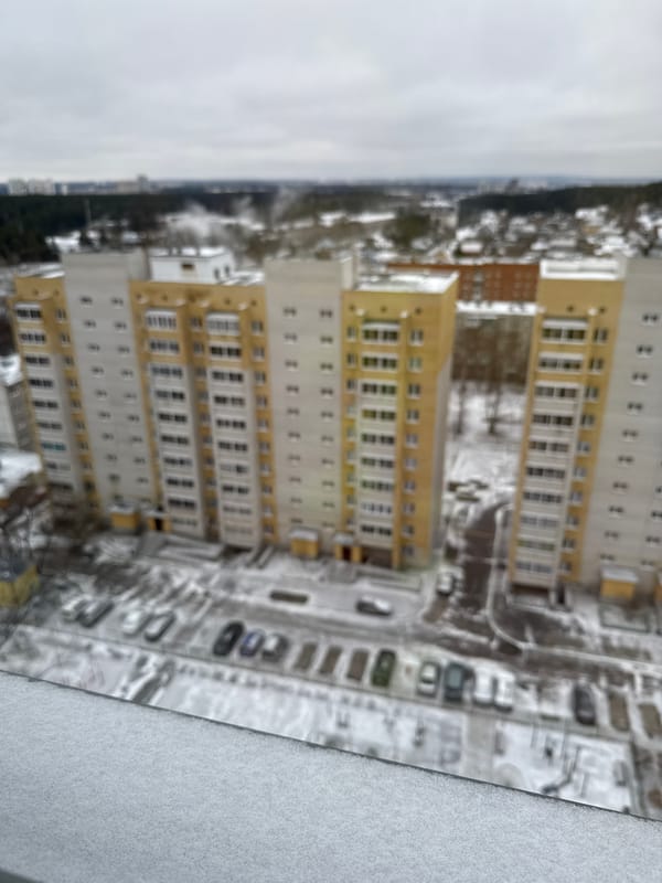 Aerial view captures Yekaterinburg residential buildings in winter