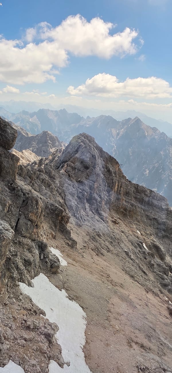 Zugspitze summit views across snow-dusted Bavarian Alpine terrain