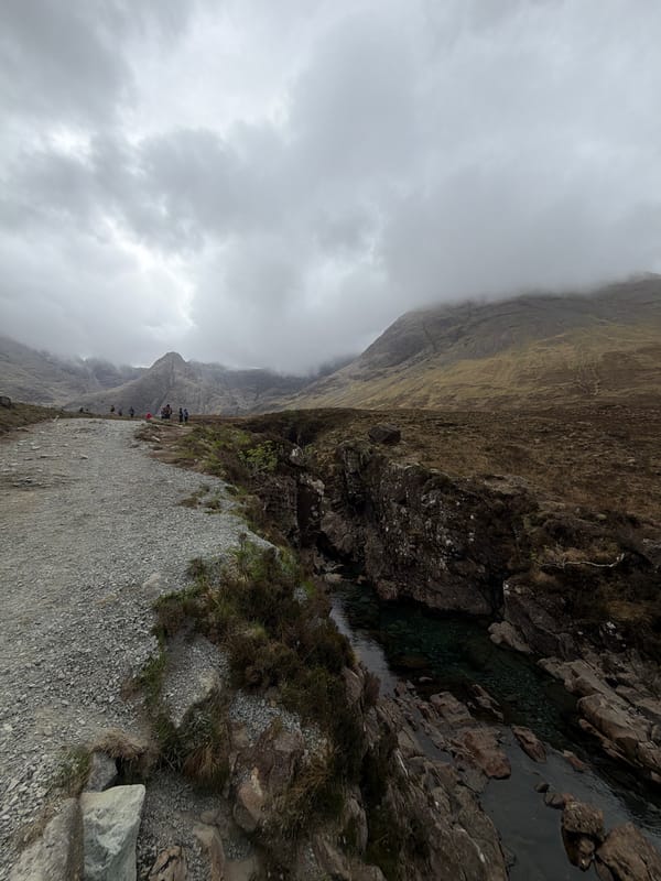 Hiker captures rocky paths and streams on Isle of Skye