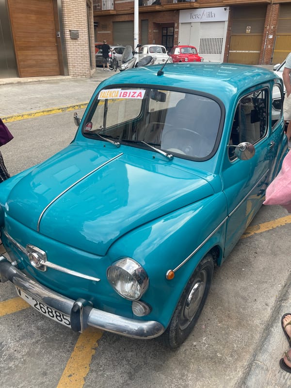 Vintage car, architecture, art documented in Manises, Spain