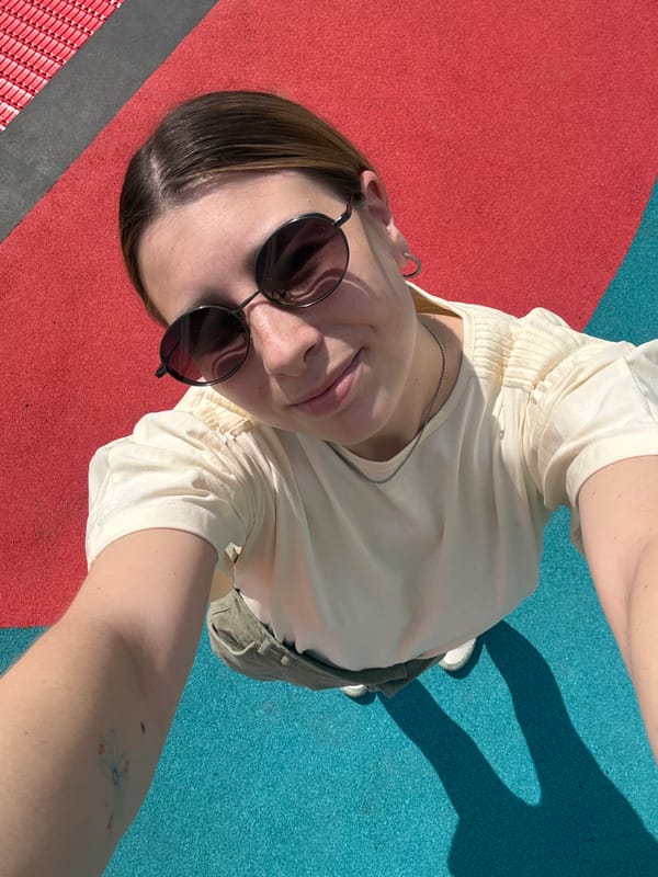 Woman takes selfie at Moscow playground