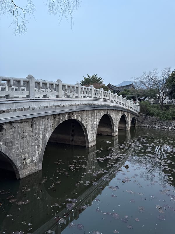 Traditional stone bridges captured across Daegu parks
