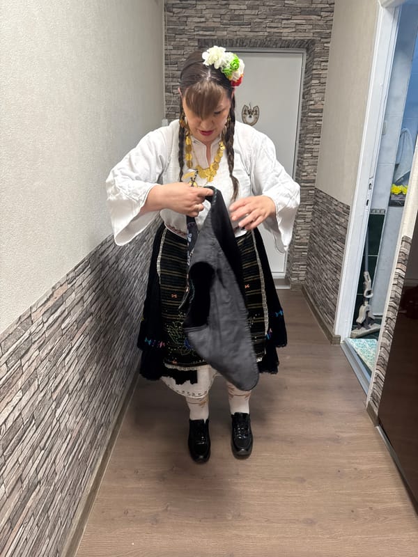 Traditional Bulgarian folk costume, worn and photographed around Varna