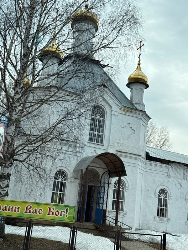 Russian Orthodox church documented in Polozovo under overcast skies