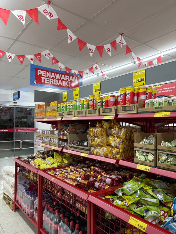 Routine grocery shopping documented at Sukabakti supermarket