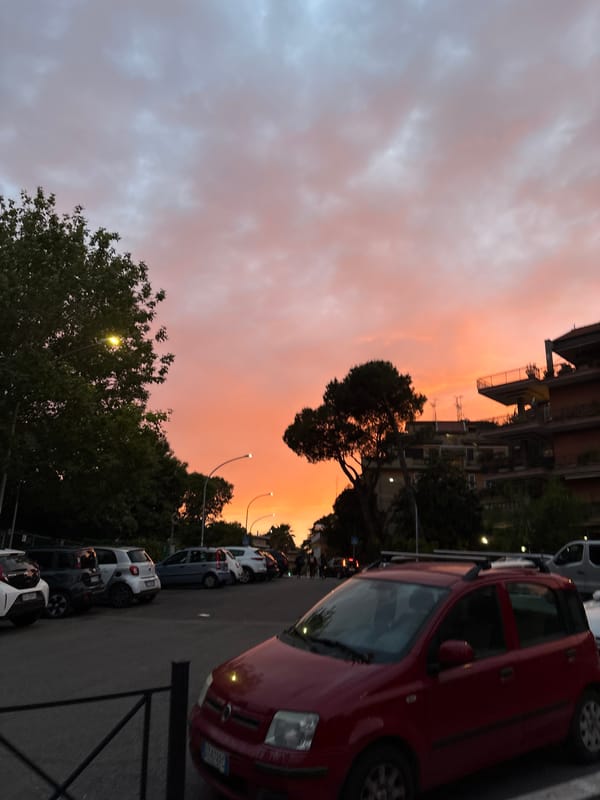 Rome street scene captured during dusk hours