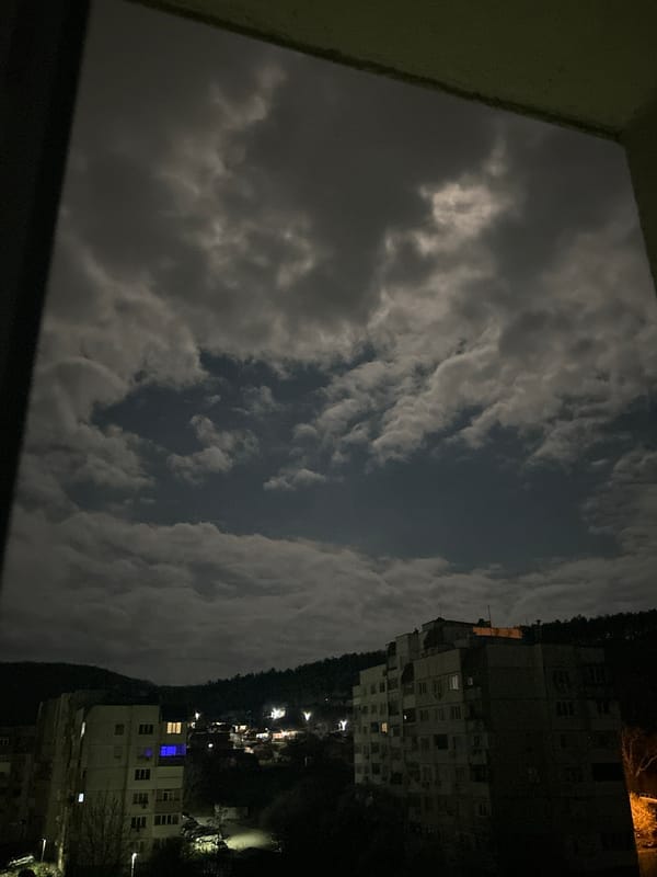Night view of residential buildings in Shumen, Bulgaria