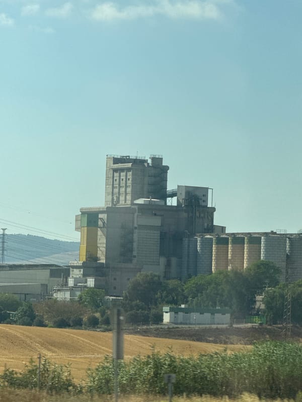 Industrial complex with concrete silos documented in Bnei Shimon