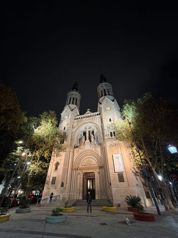 Nighttime documentation of illuminated Buenos Aires basilica captured