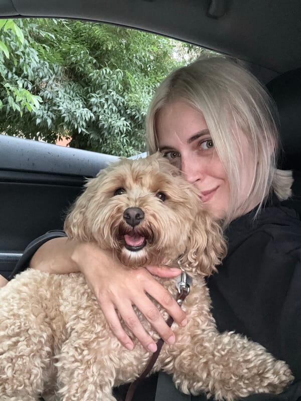 Cruising around Engels with a fluffy passenger