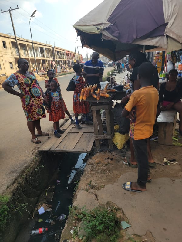 Afternoon street life and market activity in Egbagu, Nigeria