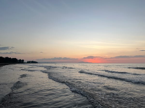 Soft sunset colors over a beach in Reudeuep, Indonesia