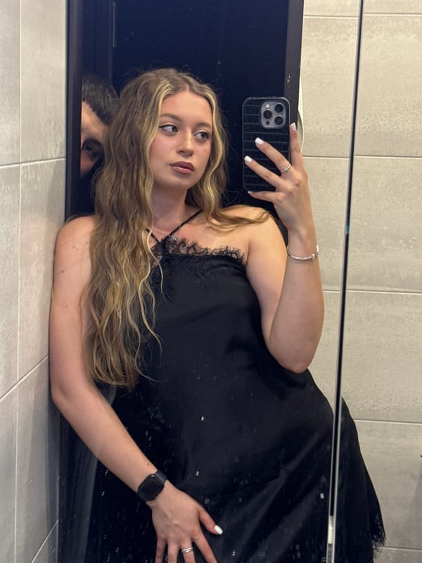 Mirror selfie session on a tiled floor in Plovdiv