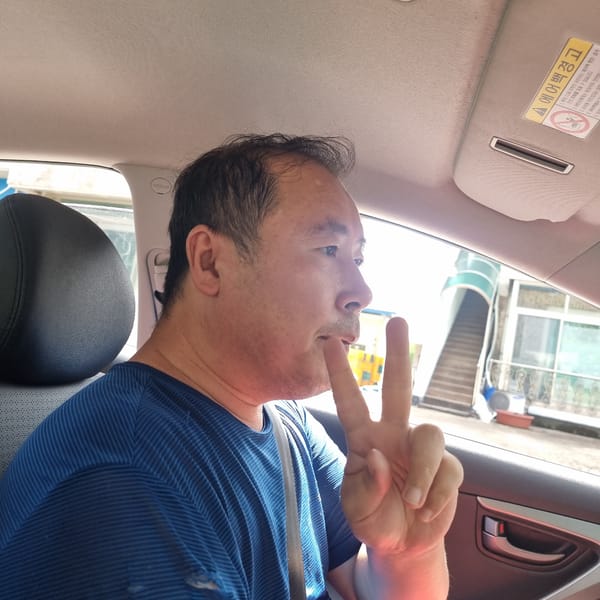 Road trip moments from inside a car in rural South Korea