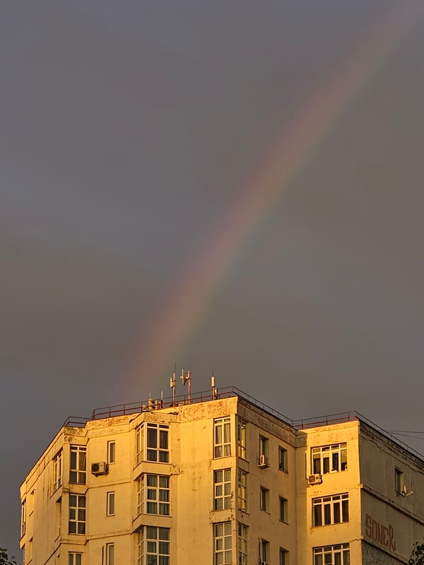 Double rainbow lights up Nizhny Novgorod at golden hour