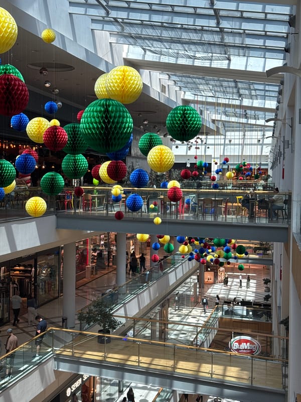 Modern shopping mall interior observed in Varna, Bulgaria
