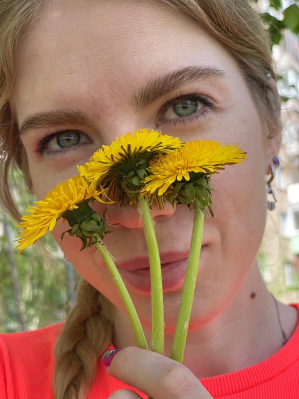 Spring dandelion field portraits captured in Izhevsk, Russia