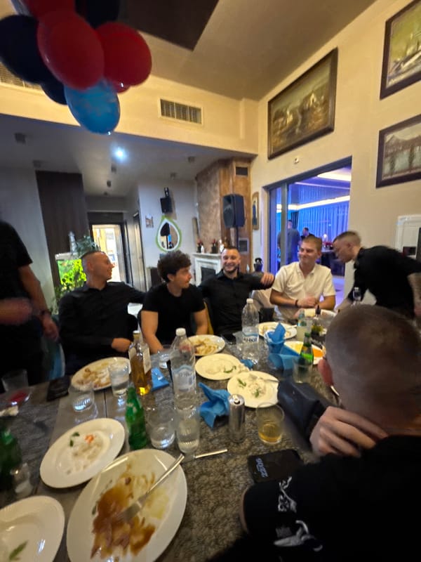 Young adults celebrate dinner party in Plovdiv restaurant