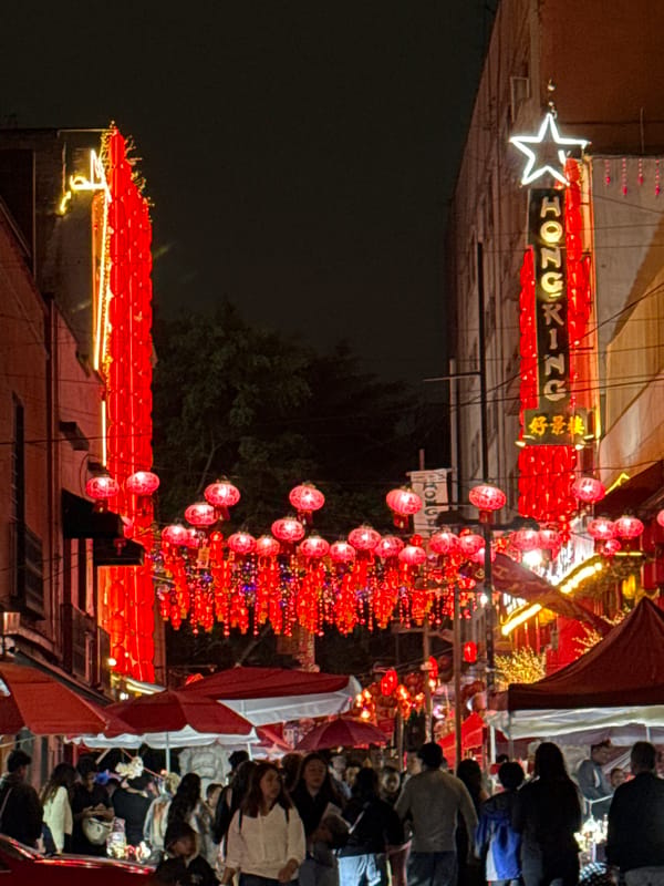 Mexico City Chinatown celebrates with red lanterns after midnight