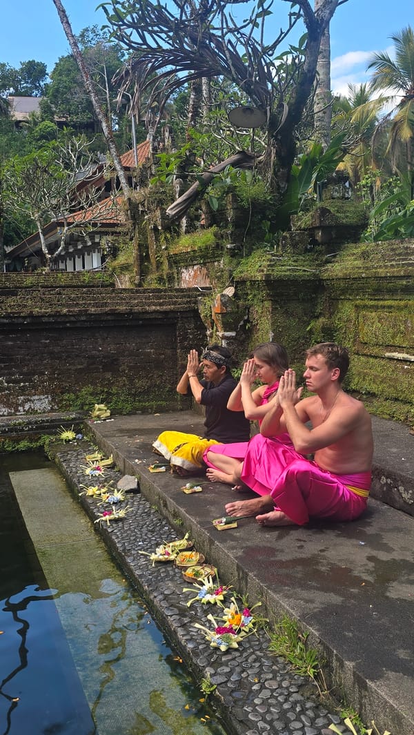 Dawn religious ceremonies observed at Tirta Empul Temple, Tegallalang