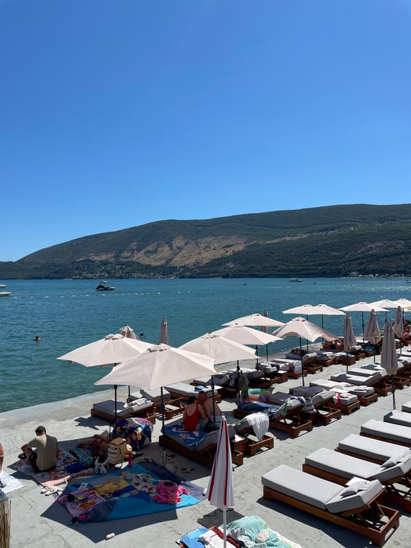Busy summer afternoon on Igalo's waterfront pier