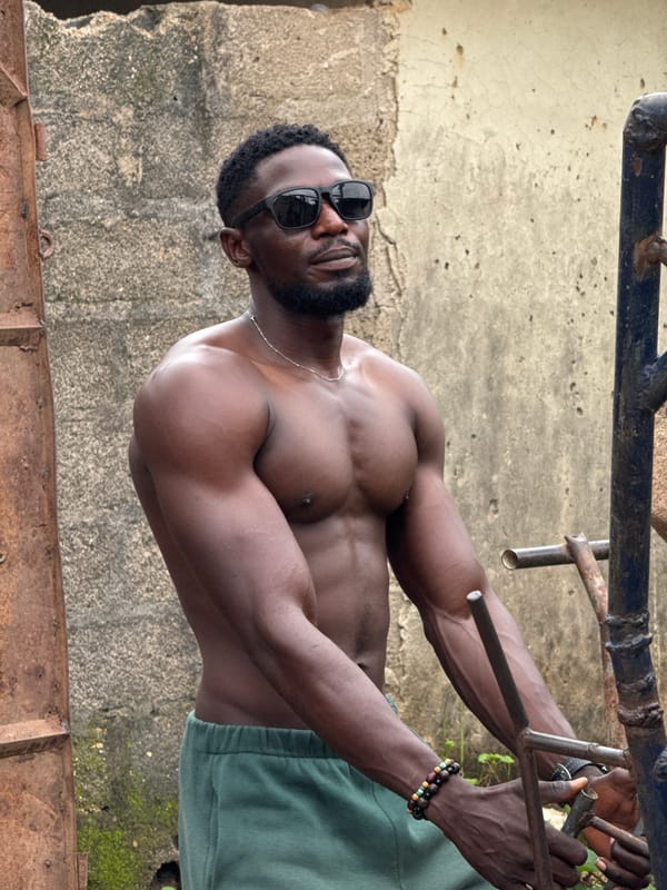 Gym session in Akwanga with a puppy appearance mid-workout