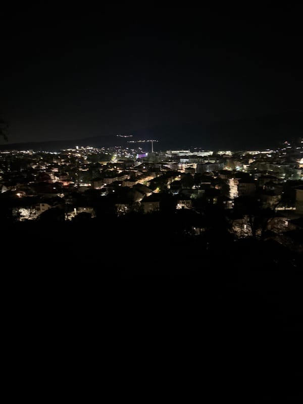 Nighttime coastal views and vehicle incident documented across Bulgaria